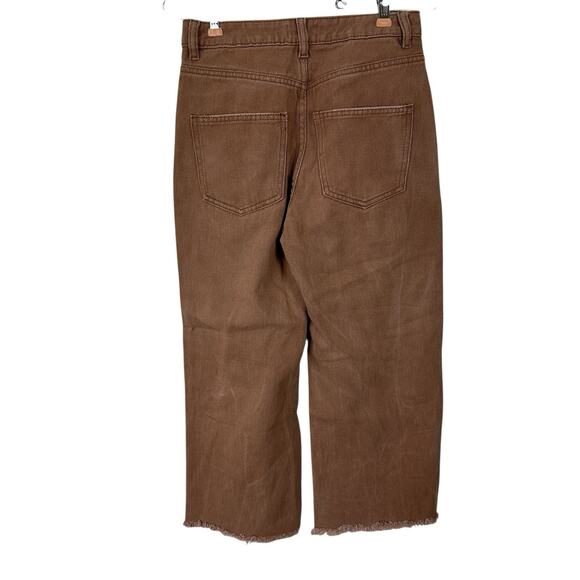 Tiger Mist Jeans Womens XS Brown Orange Wide Leg Raw Hem High Rise Boho - Picture 2 of 10